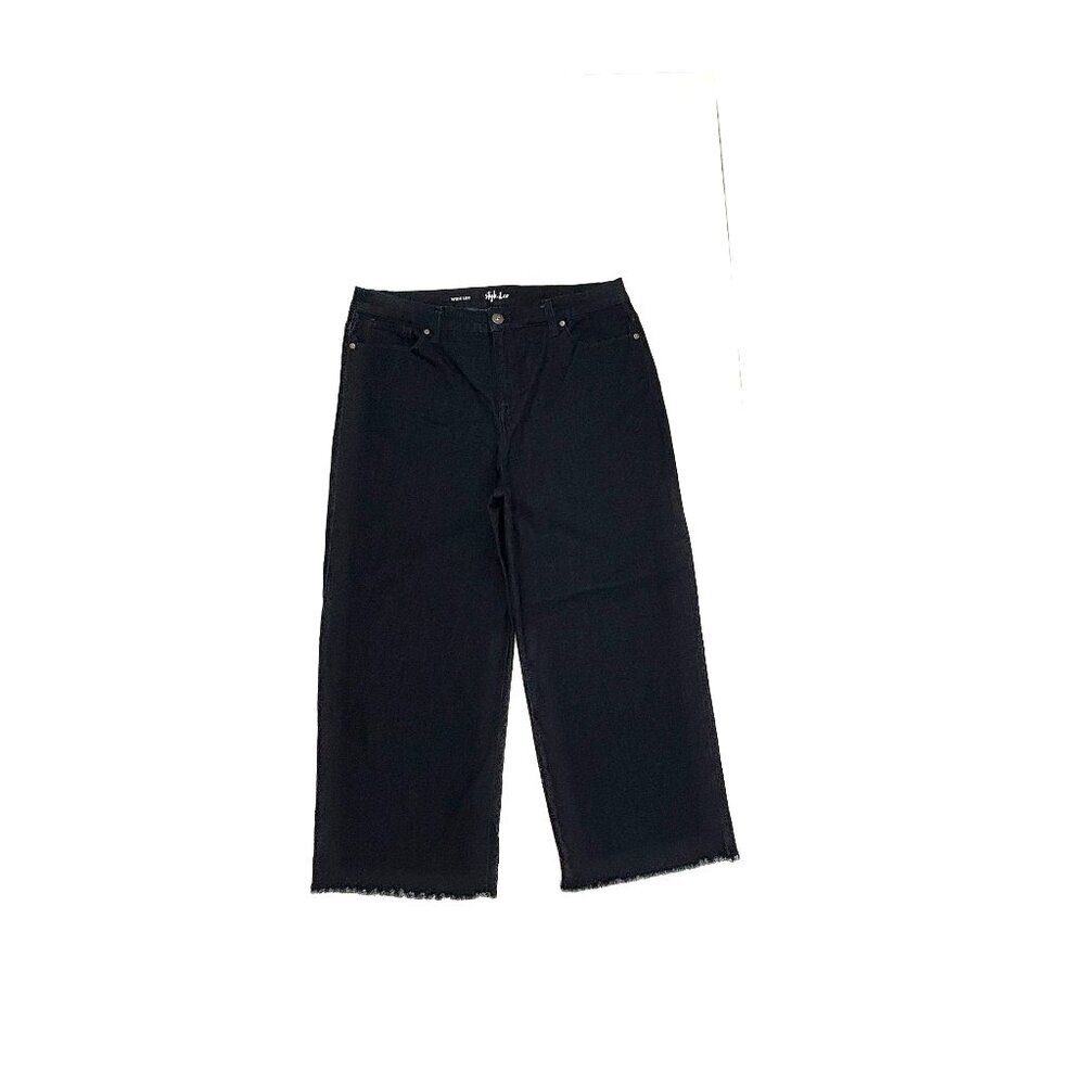 Style & Co Wide Leg Crop Raw Hem Women's size 16 Dark Wash Blue‎ Denim jeans